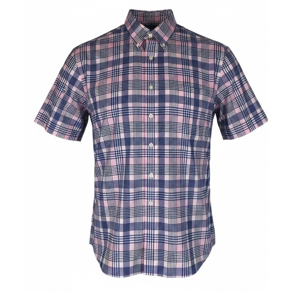 Jos A Bank Traveler Short Sleeve Plaid Button Down Shirt Mens Size L